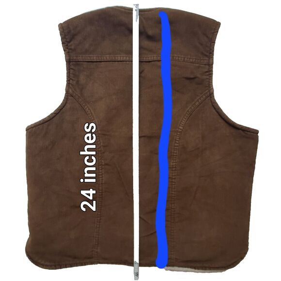 70's Maverick Blue Bell Corduroy Sherpa Vest Mens L Copper Buttons Retro Cowboy - Picture 12 of 12